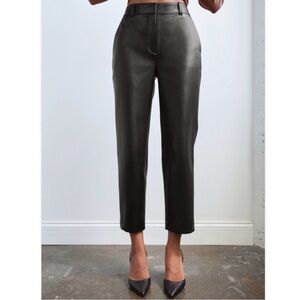 Babaton Black Vegan Leather Cropped Pants